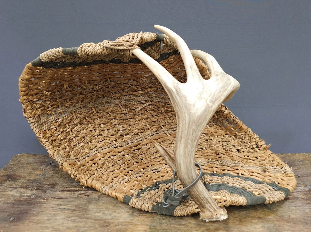 Lot 340: SC Deer Antler & Sea Grass Woven Basket