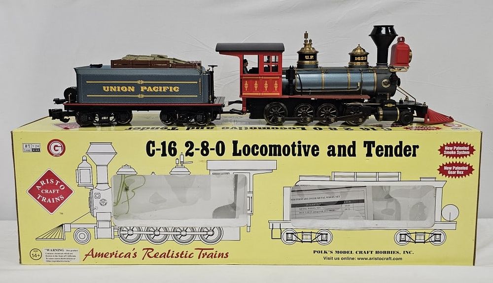 Lot 261: G-Scale Aristo Craft UP C-16 2-8-0 Loco and Tender