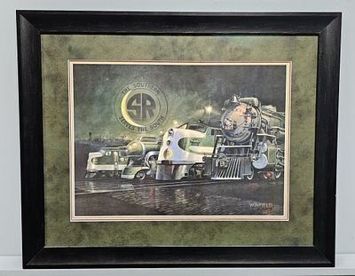 Fine Southern Railroad Engine Framed Print by artist Winfield. A perfect addition to any train