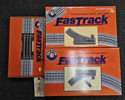 Lionel FasTrack Lot (NIB) 1. 6-12036 Grade Crossing C-10 2. 6-12018 O-36 Manual Switch – Right