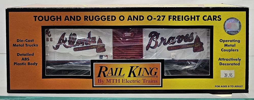 Lot 192: Rail King-MTH Atlanta Braves O-Gauge Boxcar, C-9+