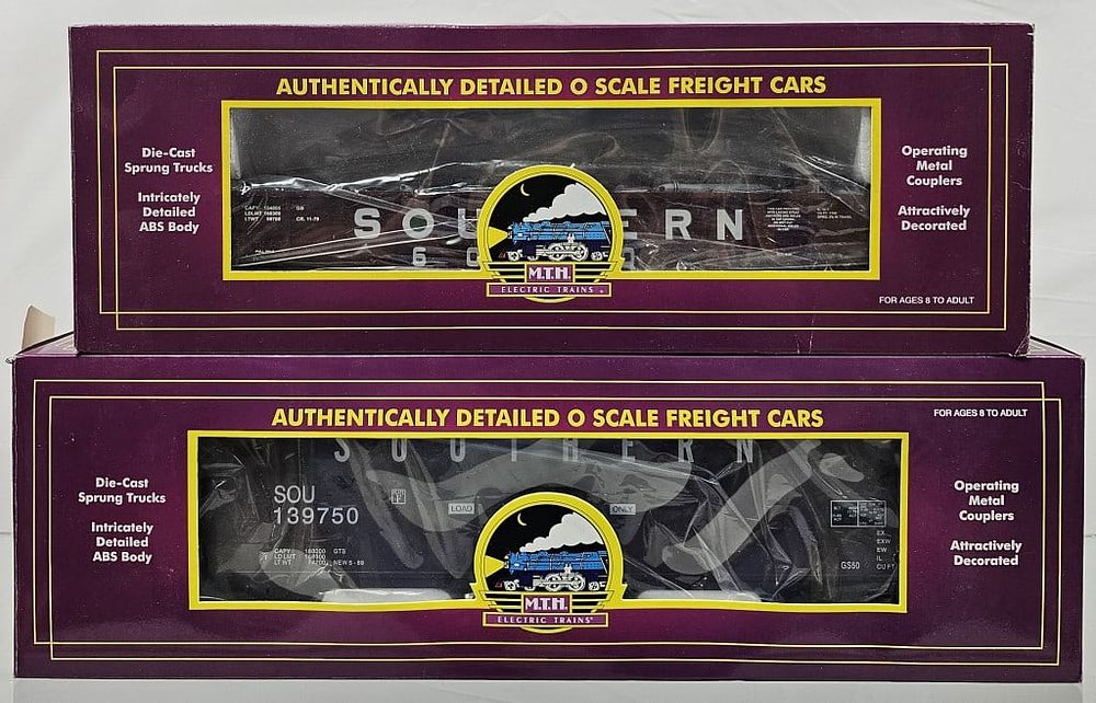 Lot 193: MTH Premier Southern Gondola&Wood Chip Hopper Lot
