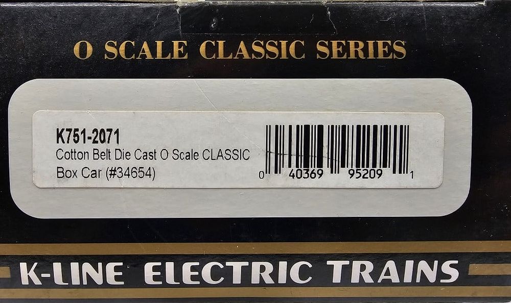 Lot 210: K-Line Cotton Belt Die Cast O Scale Classic Box Car
