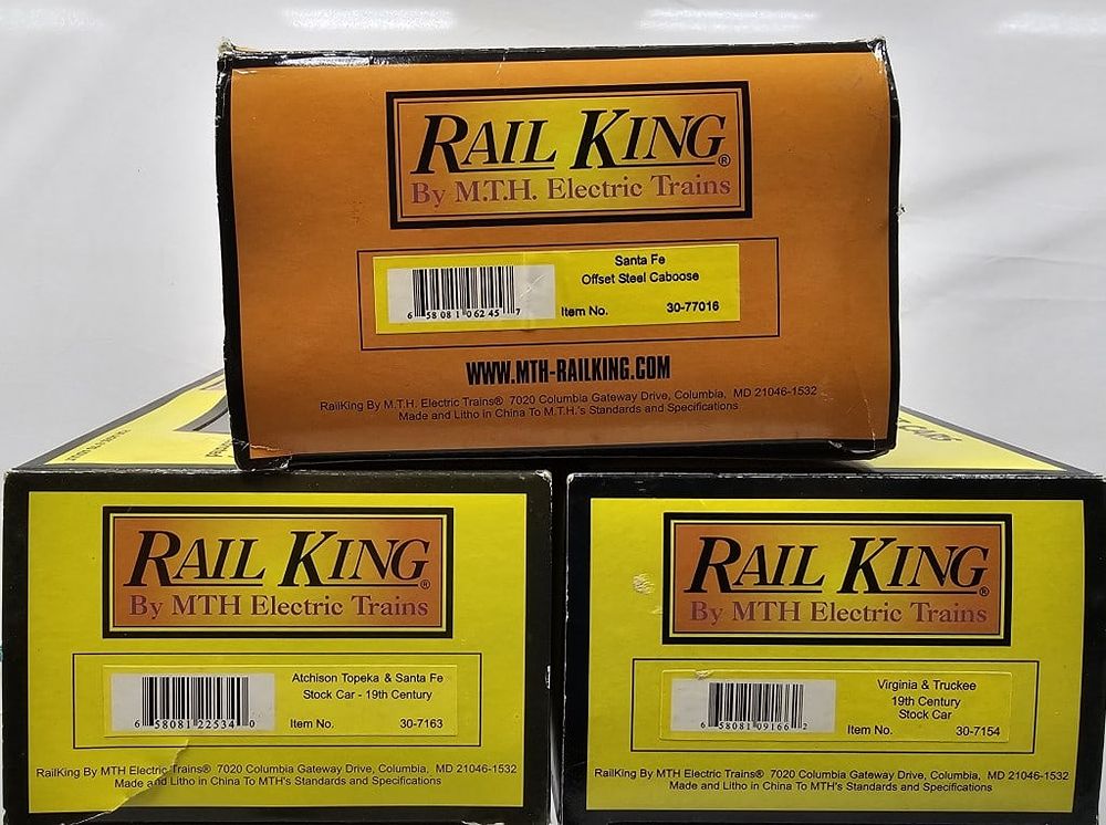 Lot 227: Rail King Cattle Car and Santa Fe Caboose Lot