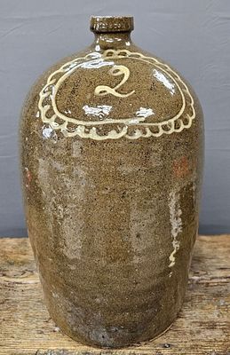 Thomas Chandler Edgefield,SC 2gal Decorated Jug. Outstanding Thomas Chandler Edgefield, South 