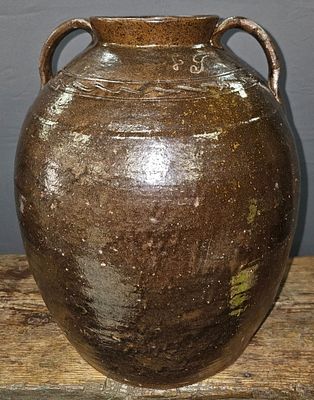 Signed (LJ) Wash. Co. Decorated 3gal Jar. Signed (LJ) Lucius Jordan (1816-1880) Washington 
