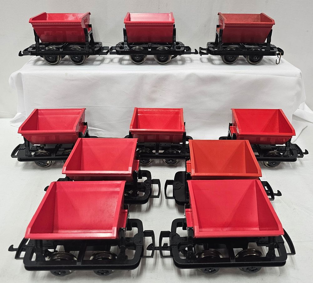 Lot 179: LGB G-Scale Red Dump Car Lot of 10