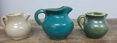 Small Pitcher Lot of 3. 1-Standing 1 3/4" tall stamped Georgia "GA" on the bottom. 2-Standing 1 