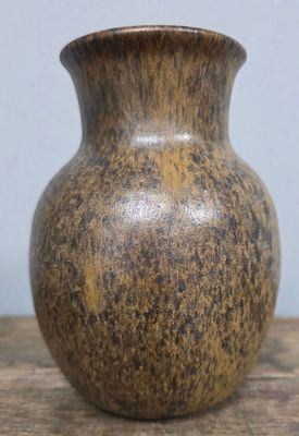 W J Gordy Small Vase. Mountain Gold glaze and signed on the bottom. Standing: 6 1/2" tall.