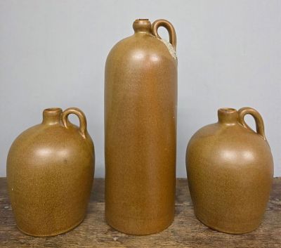 W J Gordy 1 Handle Jugs Lot of 3. W J Gordy One Handle Jugs Lot of 3. All 3 are Mountain Gold 