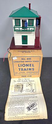 Lionel Post War #445 Operating Switch Tower W/ Box tested and in fully operational condition 