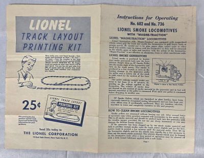 Lionel Postwar 736 & 682 Instruction Manual. Lionel Postwar 736 &amp; 682 Instruction Manual. In 