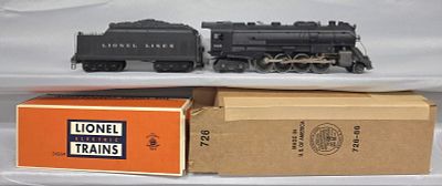 Lionel Postwar 726 Engine & 2426W Tender. Lionel Postwar 726 Engine &amp; 2426W Tender. Boxes 