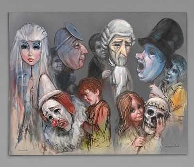 Original Barry Leighton-Jones 'Mascarade' Painting. Original Barry Leighton-Jones Expressionist 