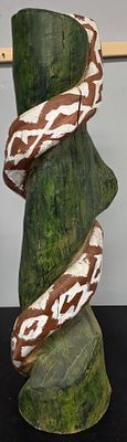 Jeff Williams NC, Wood Carved Folk Art Snake Tree. Jeff Williams born 1958 of Salemburg, North 