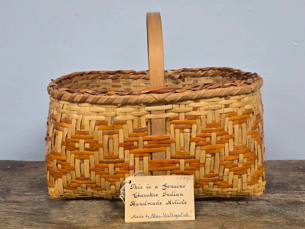 Lot 17: Signed Alice Walkingstick  Cherokee Native American Hand Woven Basket