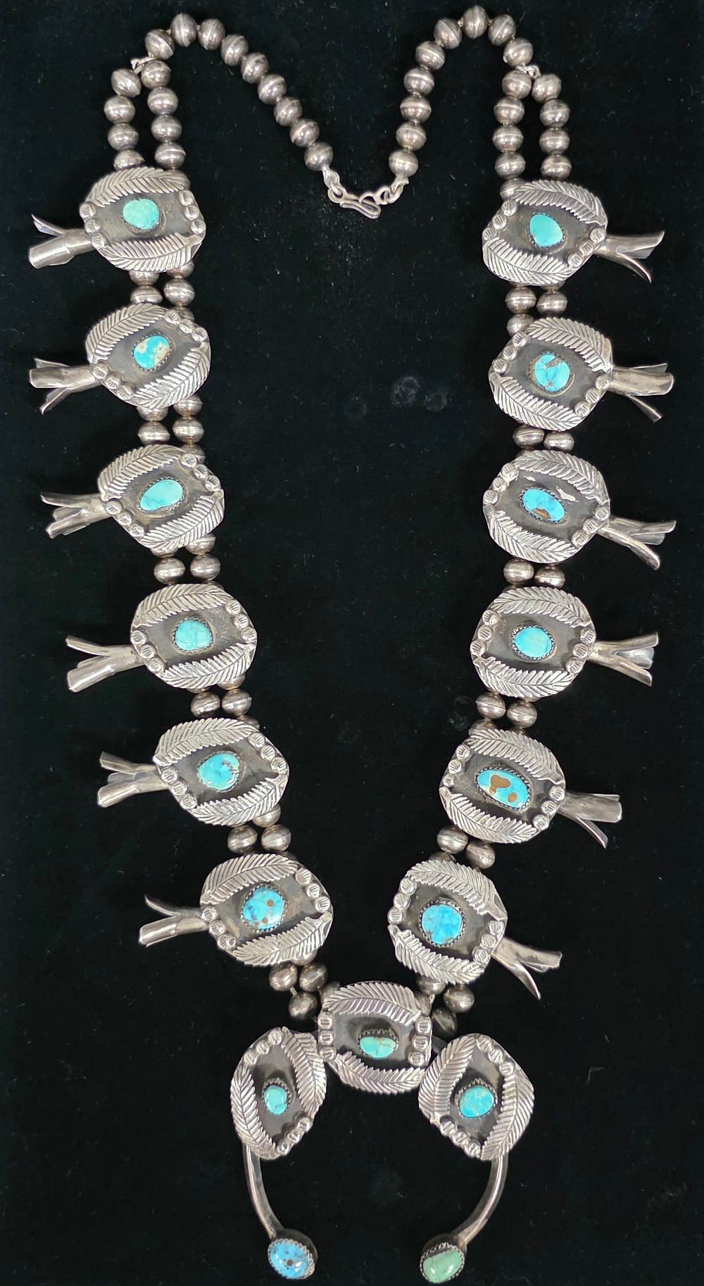 Lot 21: Early Navajo Turquoise Squashblossom Necklace