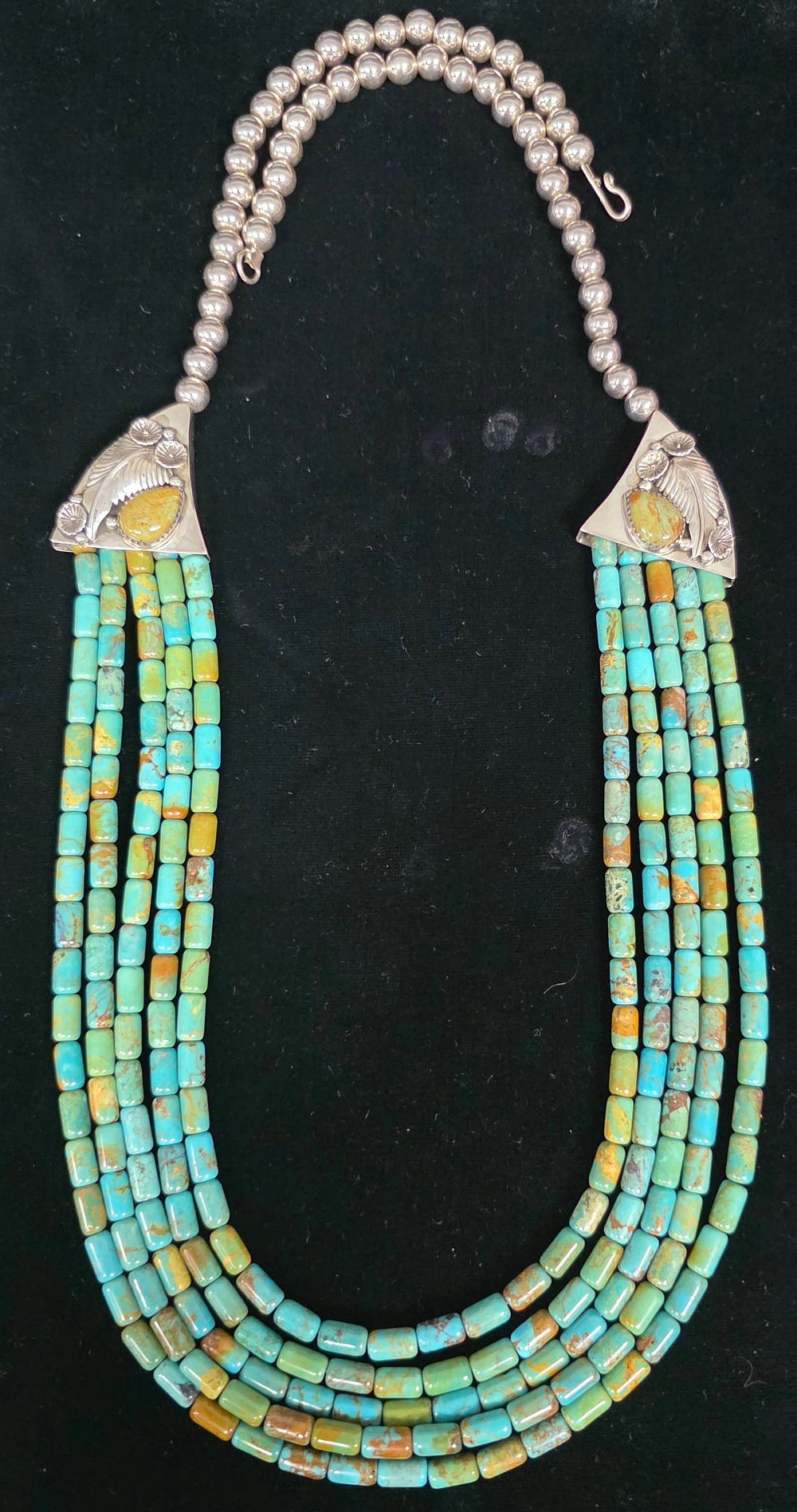 Lot 28: Navajo "T. Yazzie" Silver & Turquoise Necklace