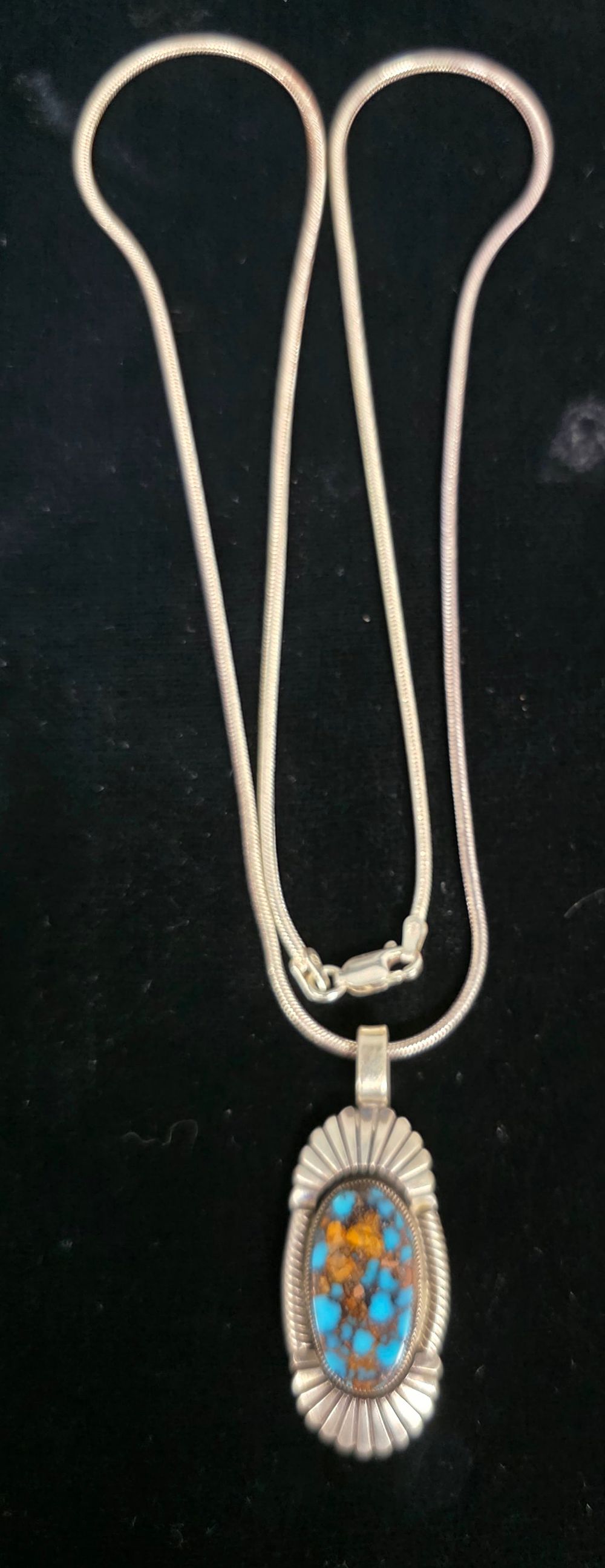Lot 36: Calvin Martizen Navajo Pendant with Sterling Chain
