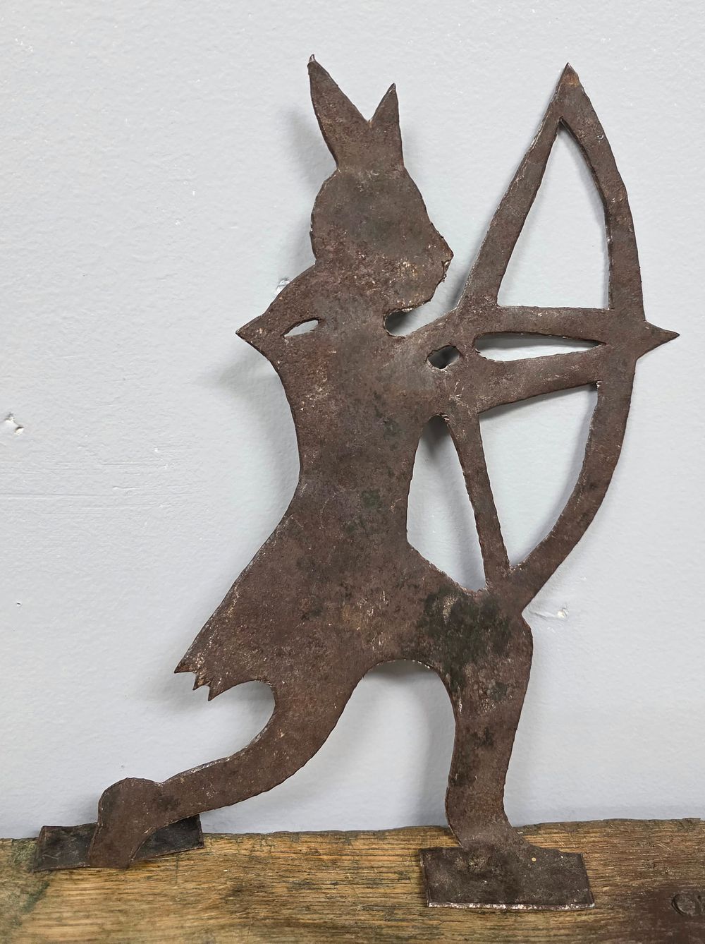 Lot 43A: Folk Art American Indian w/Bow Tin Weather Vane