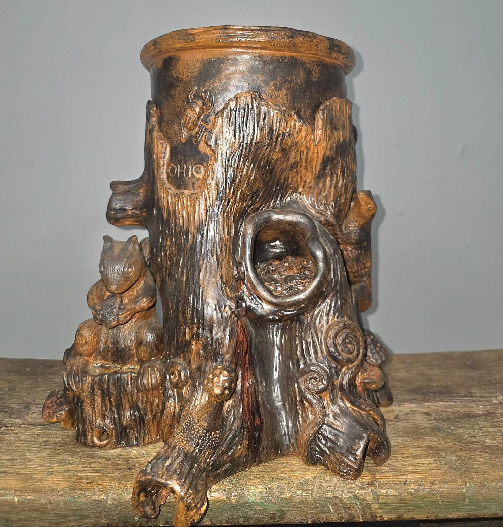 Lot 45A: Lisa Rauter (Ohio) Black Forest Folk Pottery Stump