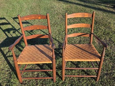 Pair of Walton County, GA Oak His & Hers Chairs. Pair of Walton County, GA Oak His &amp; Hers 