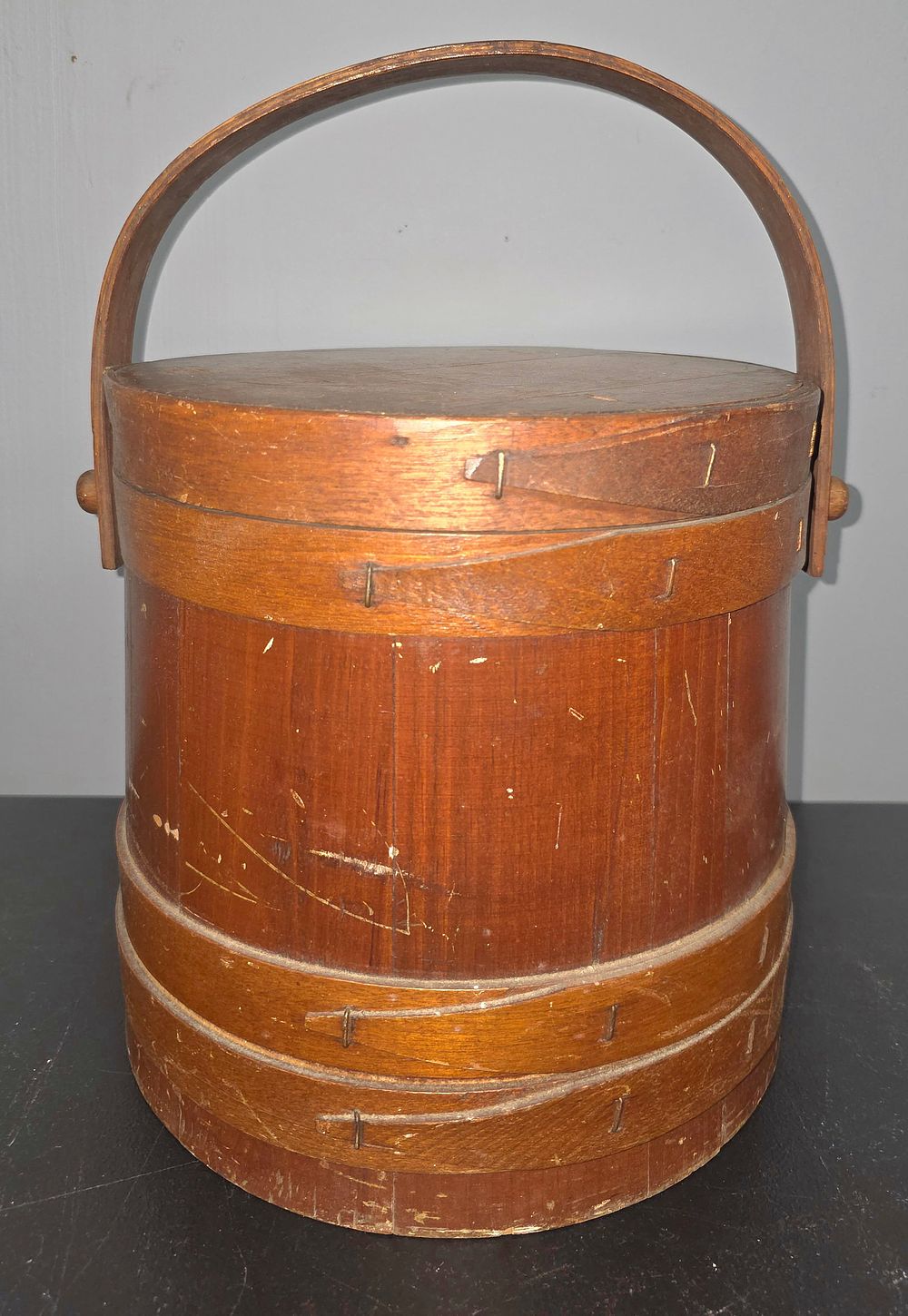 Lot 107B: Primitive Firkin Wooden Bucket