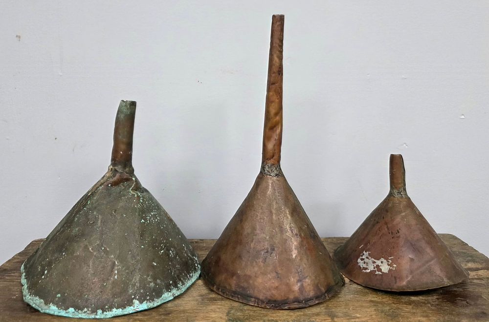 Lot 125: Lot of 3 Georgia Mountain Moonshiner Copper Funnel