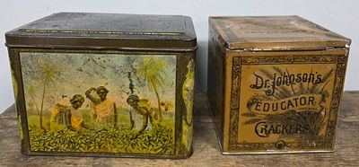 Thomas Lipton & Dr.Johnson's Tea & Crackers Tins. Thomas Lipton " Lipton Tea Planter Ceylon" Tea 