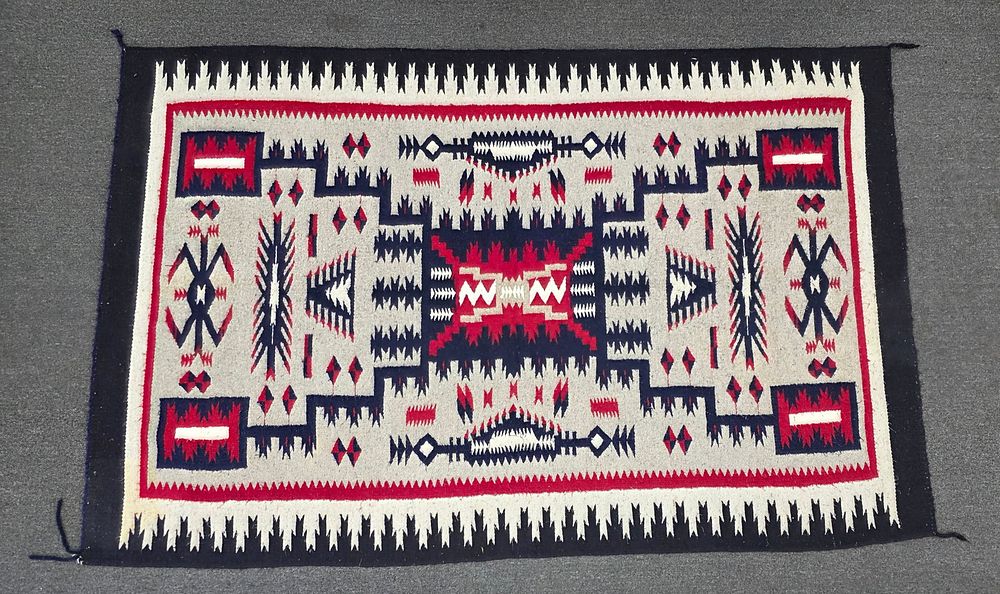 Lot 41B: Navajo Storm Pattern Wool Rug