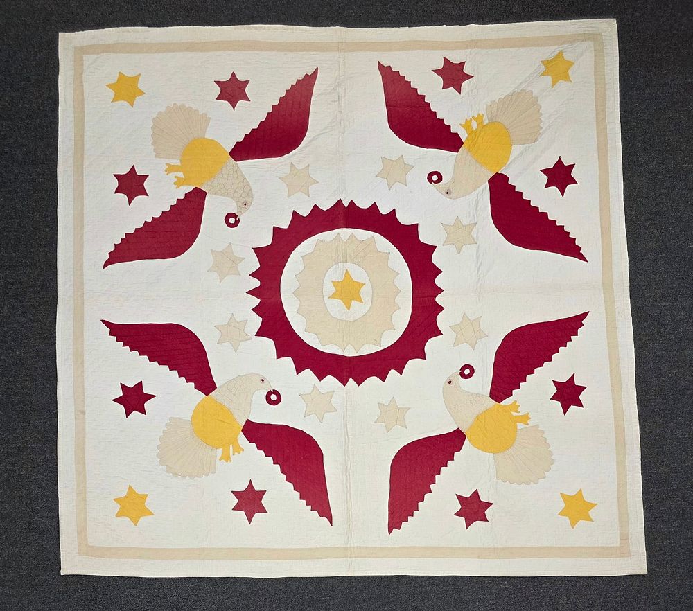Lot 41I: 19th Century Four Eagles Pattern Quilt