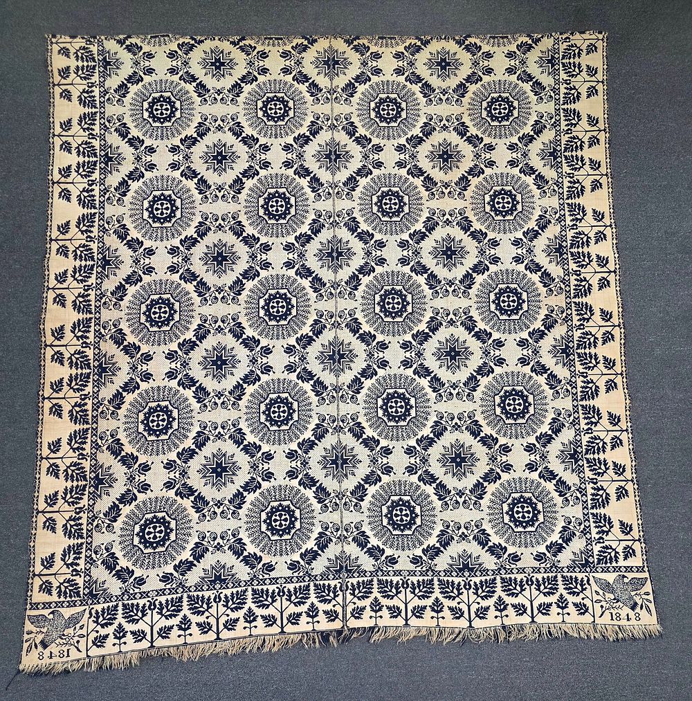 Lot 41Q: 1848 Eagle & Star Coverlet
