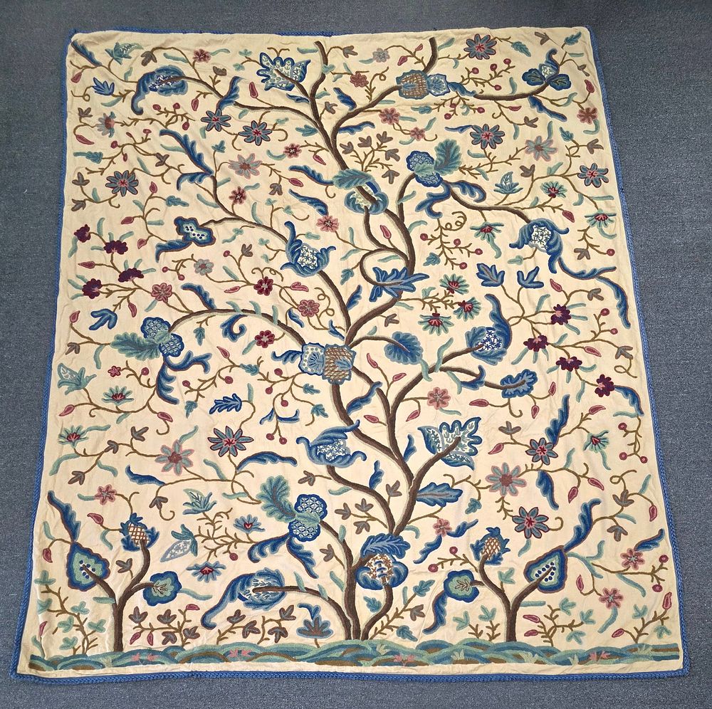 Lot 41T: Jacobean Crewel Embroidery Textile