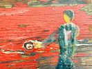 Folk Art Painting on Wood by Scott Griffin (Canada 1970) Titled "Return to Red Carpet". Original Image - 11