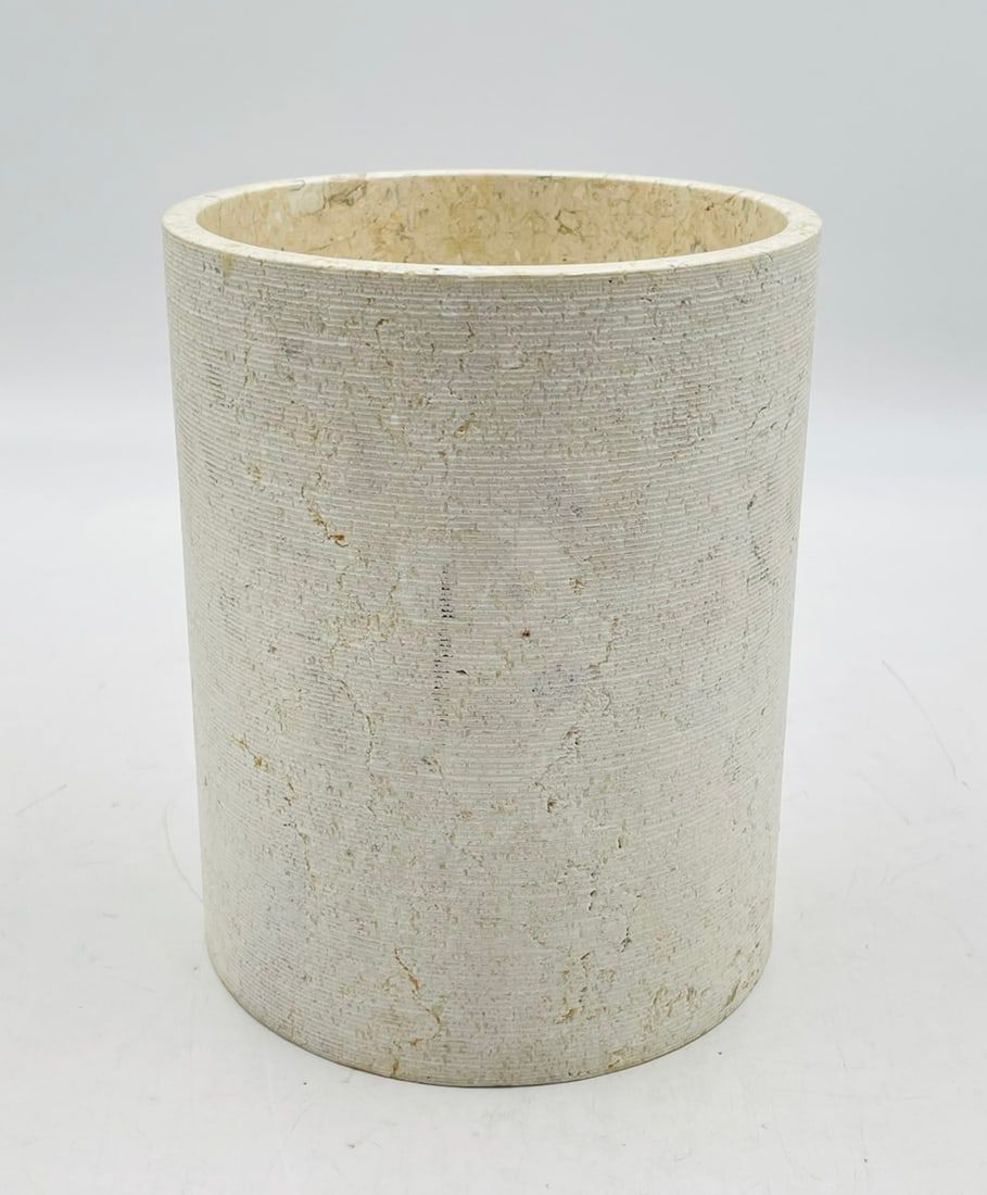 Limestone Waste Basket/Planter by Kassatex, NY. This is a limestone waste basket from Kassatex 