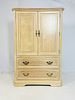 Pickled White Oak Wood Highboy Dresser with 3 Drawers & a Shelf. Vintage highboy dresser with 3 Image - 1