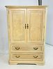 Pickled White Oak Wood Highboy Dresser with 3 Drawers & a Shelf. Vintage highboy dresser with 3 Image - 3