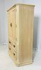 Pickled White Oak Wood Highboy Dresser with 3 Drawers & a Shelf. Vintage highboy dresser with 3 Image - 5