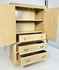 Pickled White Oak Wood Highboy Dresser with 3 Drawers & a Shelf. Vintage highboy dresser with 3 Image - 7