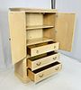 Pickled White Oak Wood Highboy Dresser with 3 Drawers & a Shelf. Vintage highboy dresser with 3 Image - 8