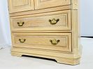 Pickled White Oak Wood Highboy Dresser with 3 Drawers & a Shelf. Vintage highboy dresser with 3 Image - 16