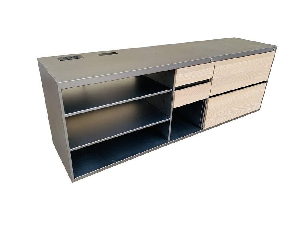 Custom Industrial Credenza in Metal and Wood. Custom industrial credenza handmade in Los Angeles 