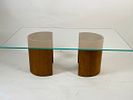 Vintage Coffee Table in the style of Vladimir Kagan. Mid-Century modern wood and glass coffee Image - 3