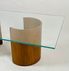 Vintage Coffee Table in the style of Vladimir Kagan. Mid-Century modern wood and glass coffee Image - 5