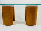 Vintage Coffee Table in the style of Vladimir Kagan. Mid-Century modern wood and glass coffee Image - 6