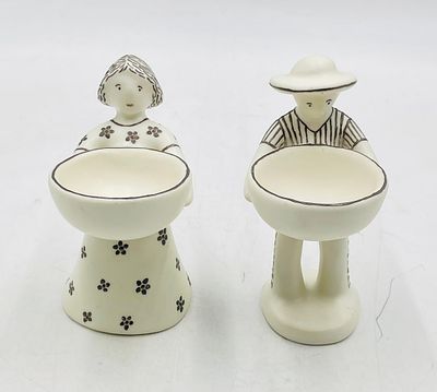 “Ella y Él” Porcelain & Pure Silver Sculptures by Emilia Castillo, 1995. A charming and signed