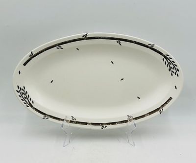 Oval Porcelain and Pure Silver Bamboo Serving Platter by Emilia Castillo, Taxco, 1980s. A