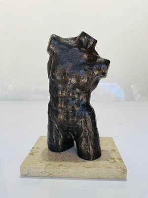 Victor Salmones Signed Bronze Male Torso Sculpture, Artist Proof. A finely executed bronze