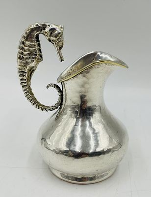 Los Castillo Silver-Plated Seahorse Creamer Pitcher, Taxco Mexico, Mexico 1960s. Charming and