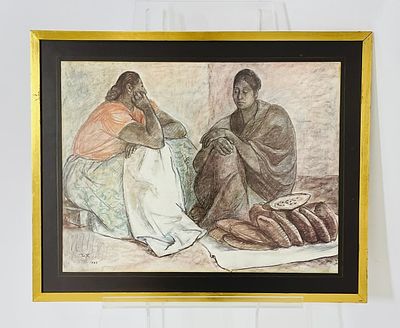 Francisco Zúñiga Panaderas, 1967 Lithograph of Indigenous Market Women. Powerful and sensitively